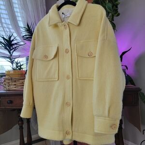 NWT Mango Soft Yellow Oversized Wool Utility Jacket